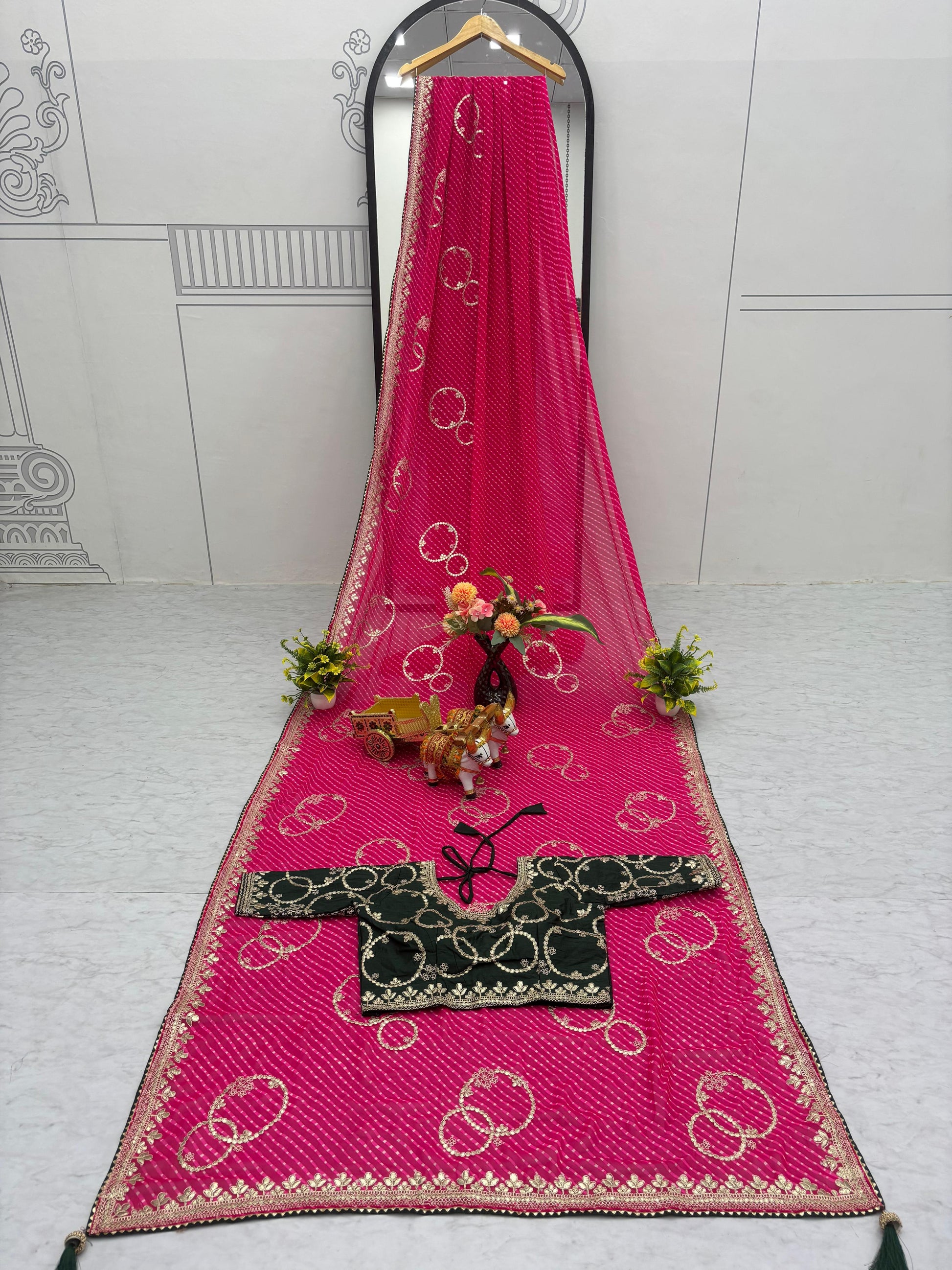 Festive Wear Gota Pati Work Pink Color Saree