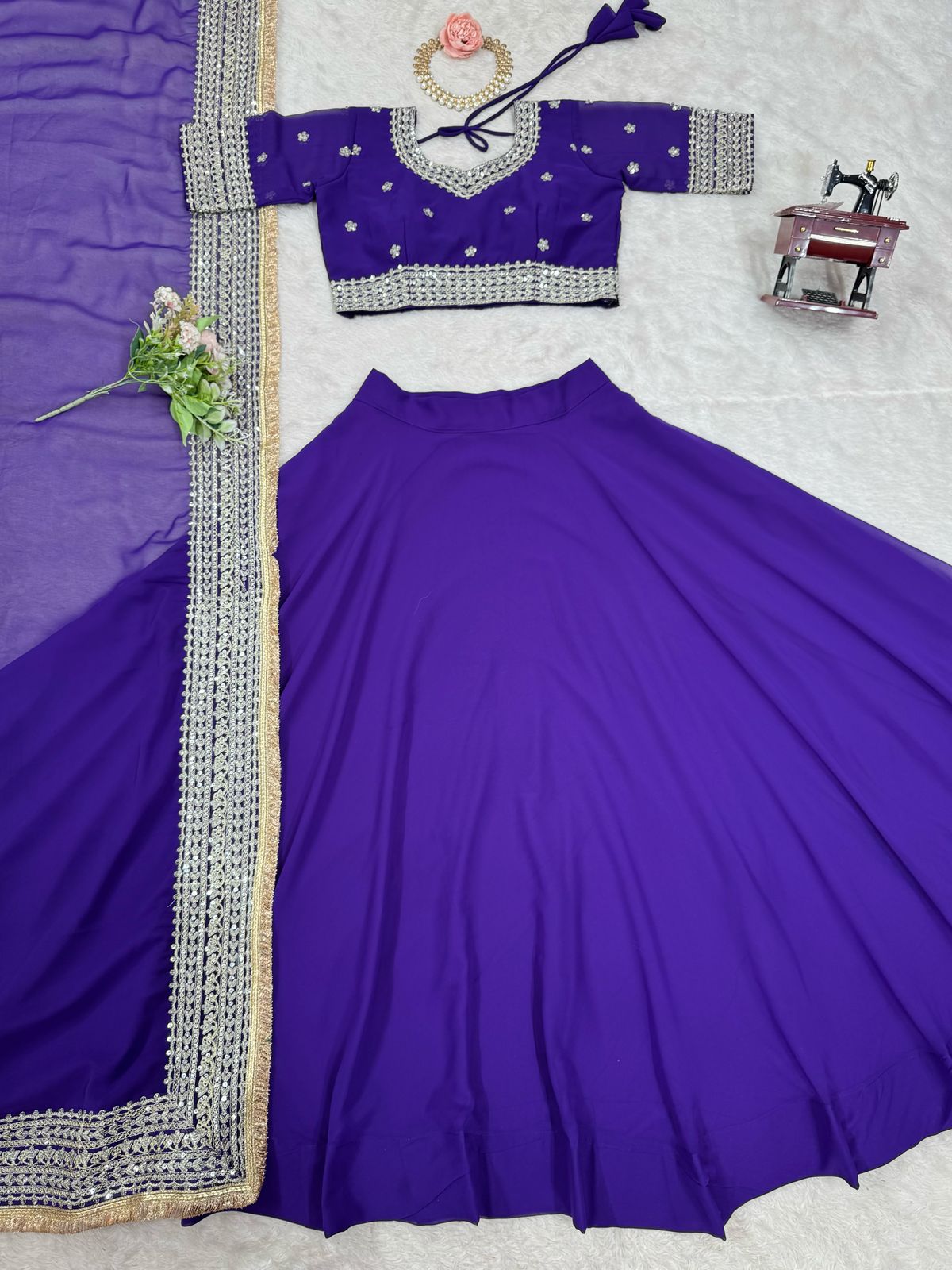 Designer Sequence Work Purple Color Lehenga Choli