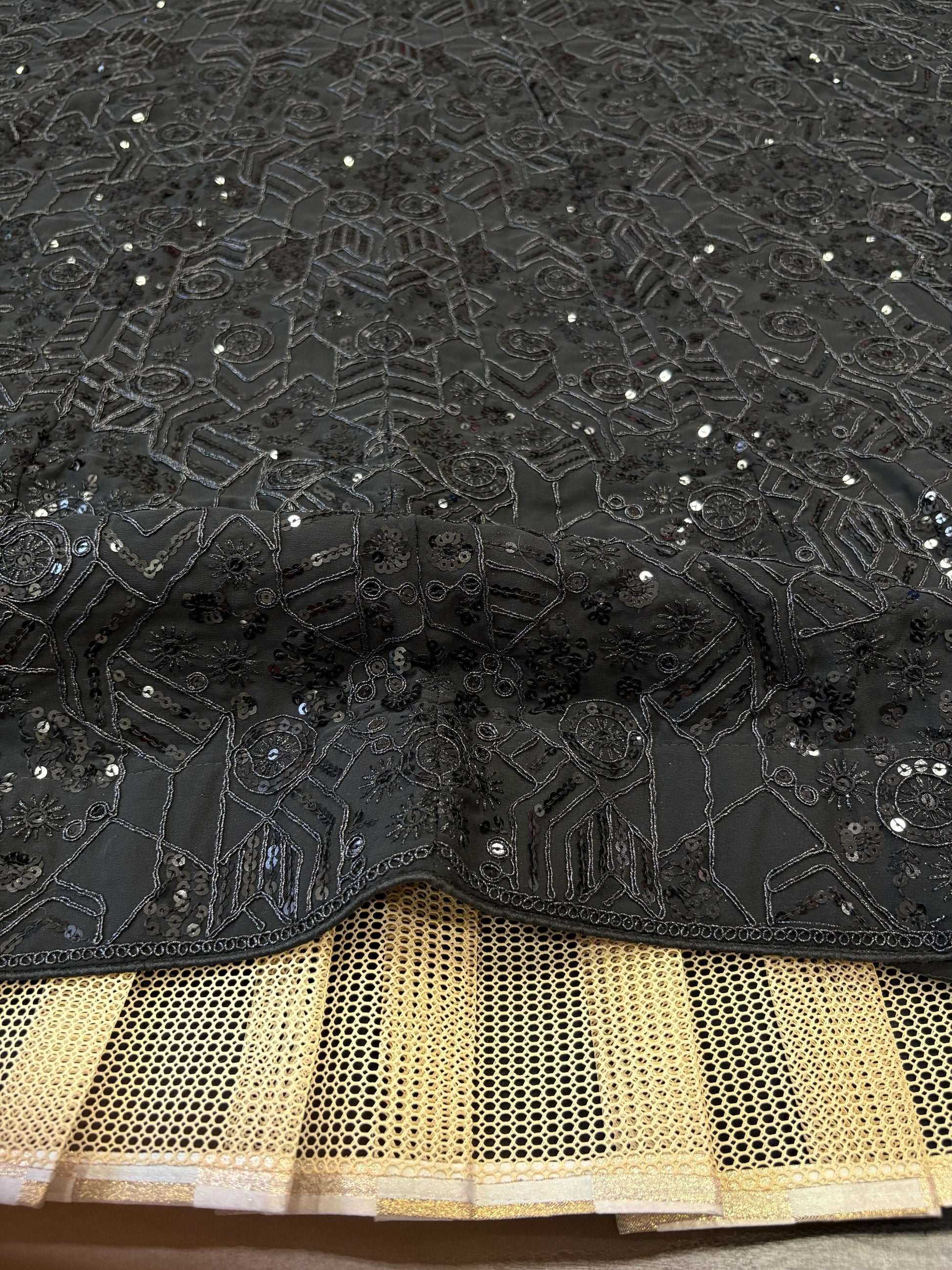 Captivating Georgette Embroidery Black Color Lehenga Choli