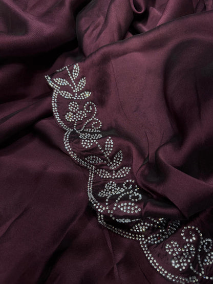 Innovative Heavy less Border Wine Color Saree