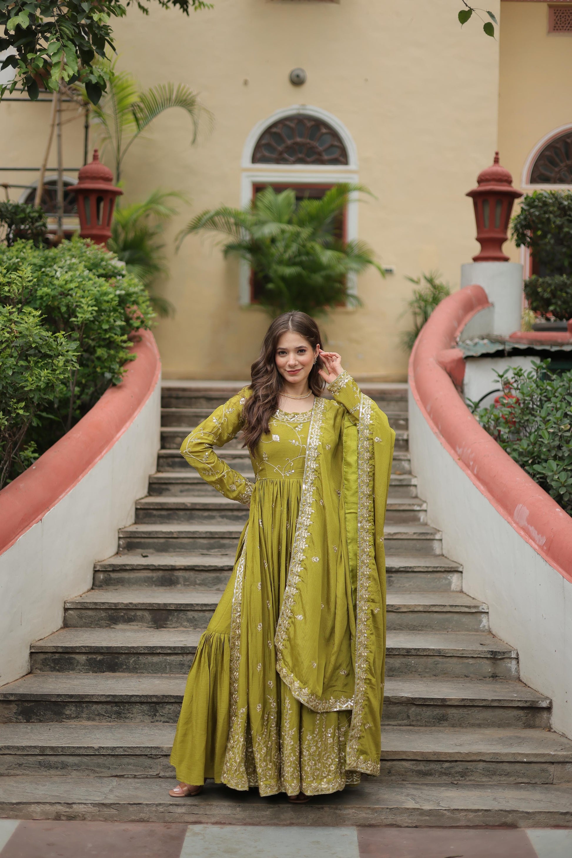 Marvelous Sequins Embroidered Work Perrot Color Sharara Suit
