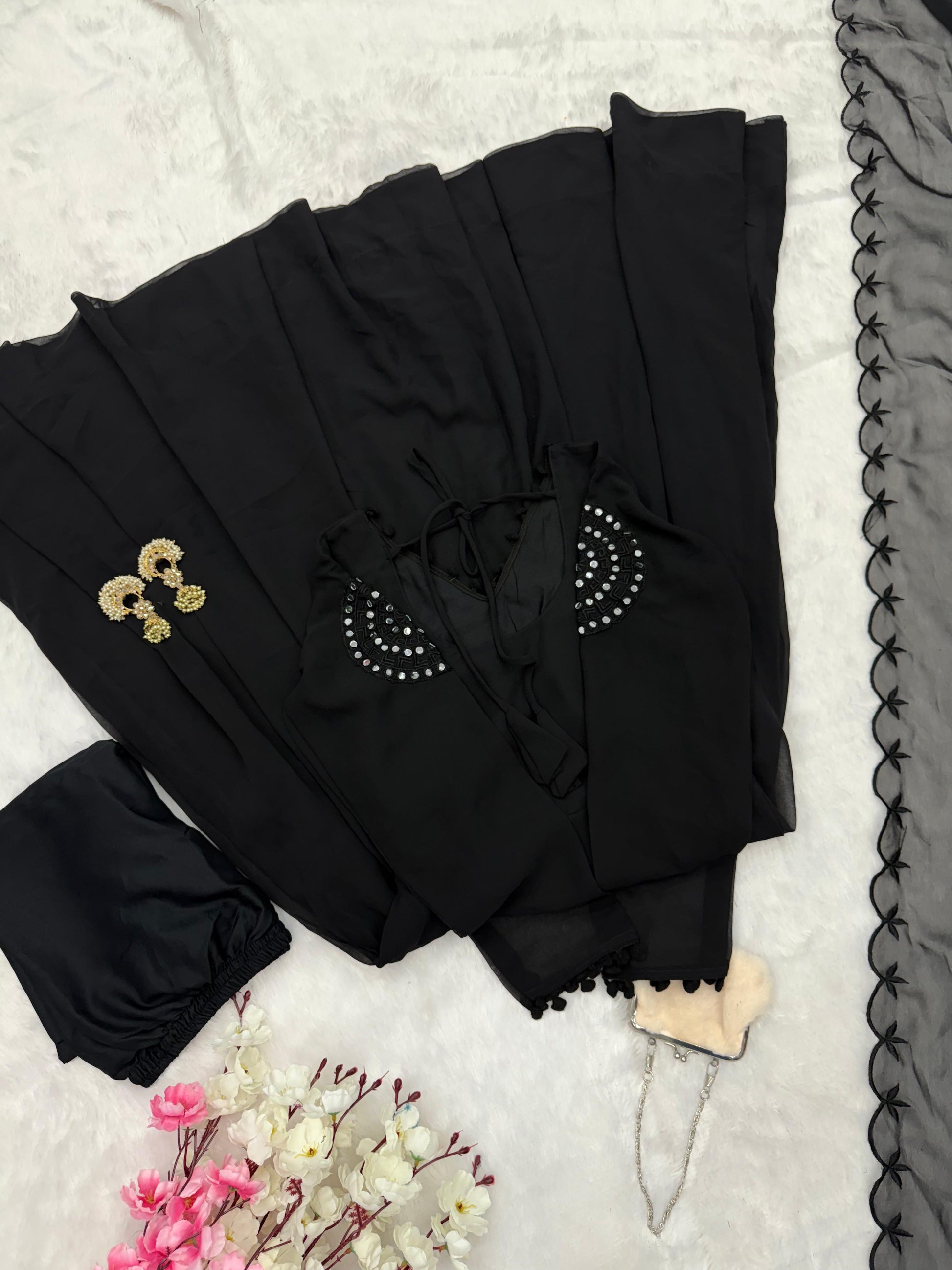 Unique Black Color Embroidery Work Anarkali Gown