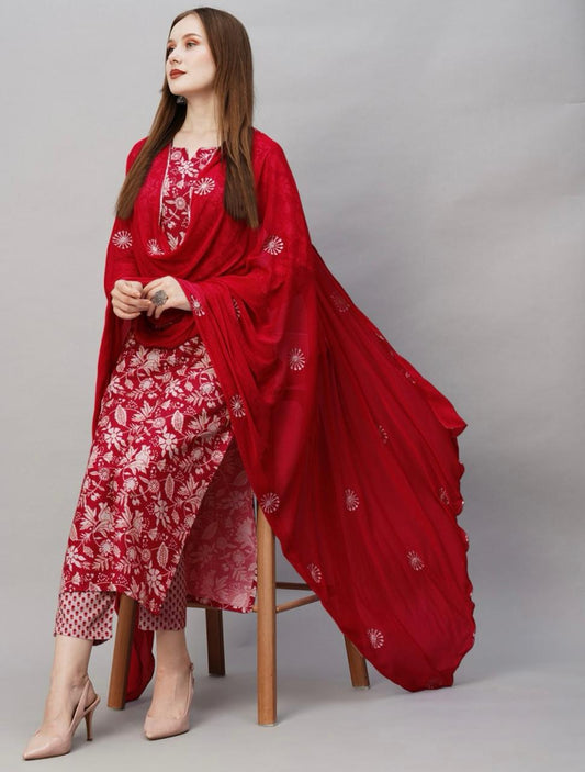 Fabulous Reyon Red Color Salwar Suit