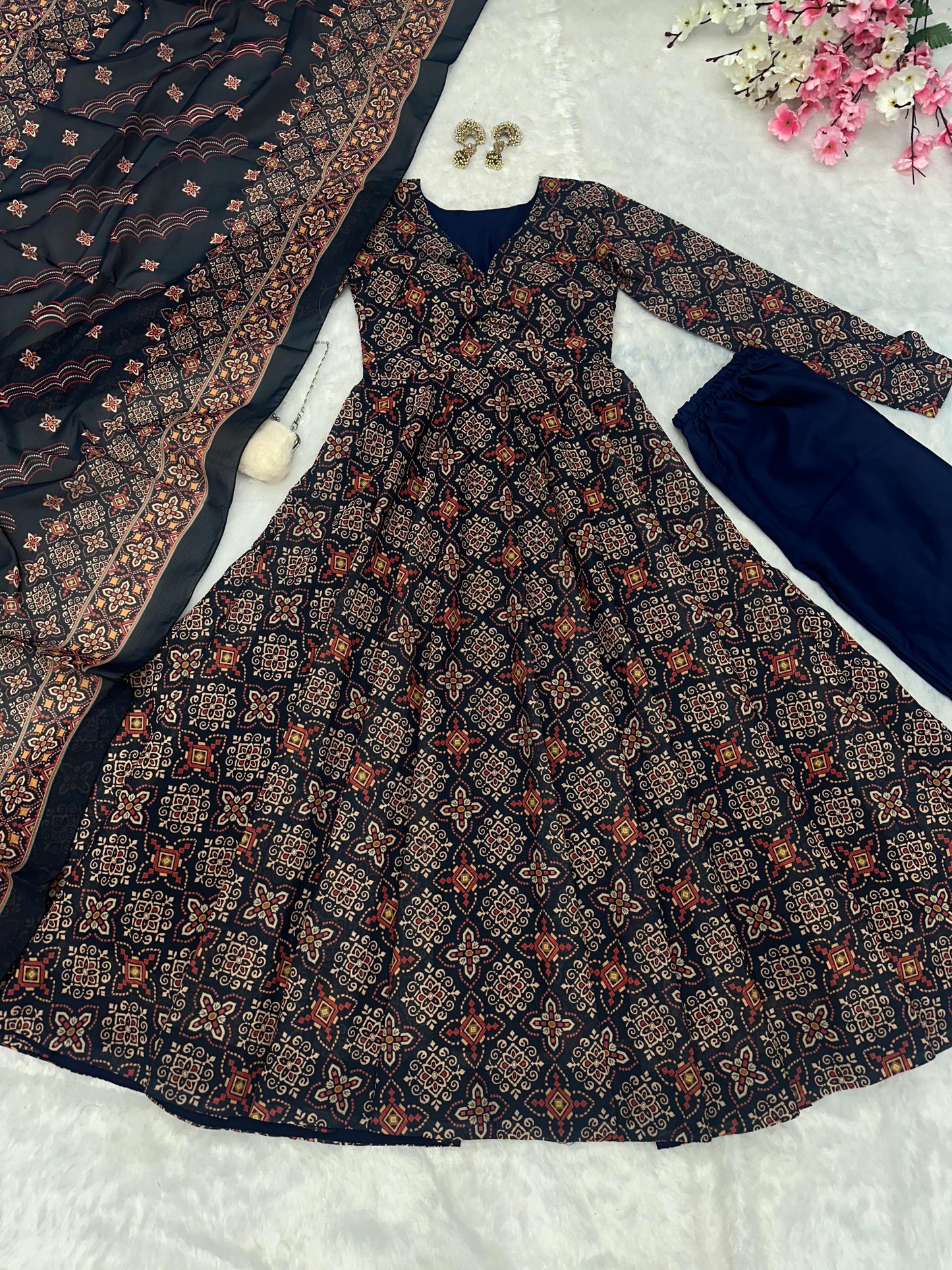 Stylish Soft Cotton Black Color Gown