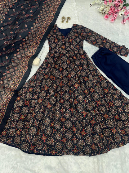 Stylish Soft Cotton Black Color Gown