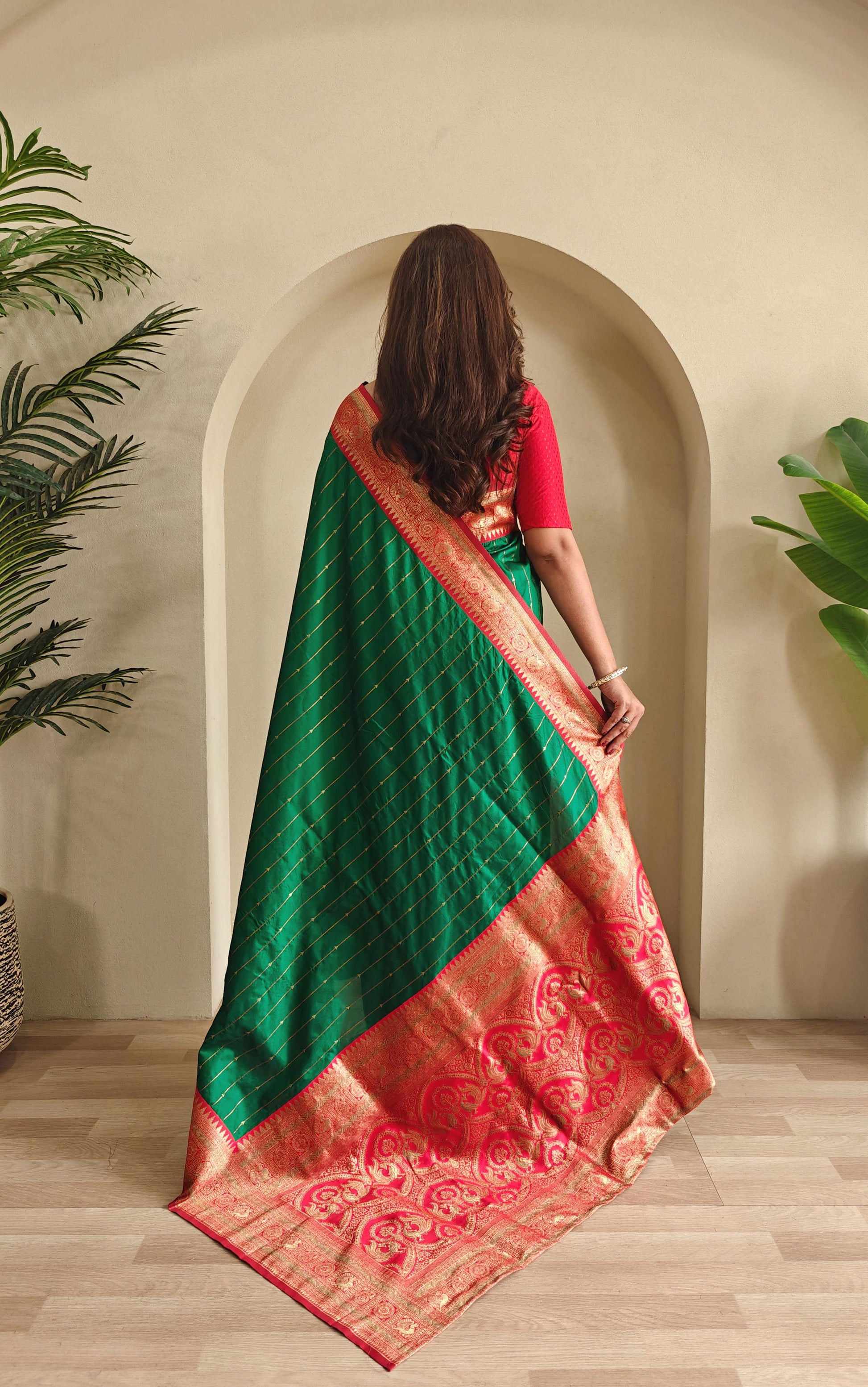 Casual Wear Green Color Paithani Silk Saree