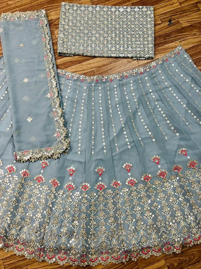 GREY TRENDY A LINE LEHENGA FOR ENGAGEMENT
