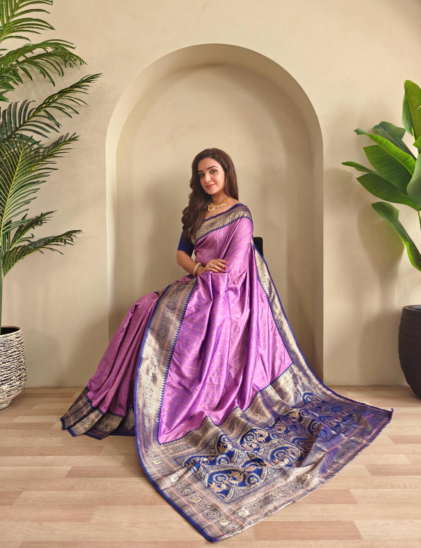 Casual Wear Lavender Color Paithani Silk Saree