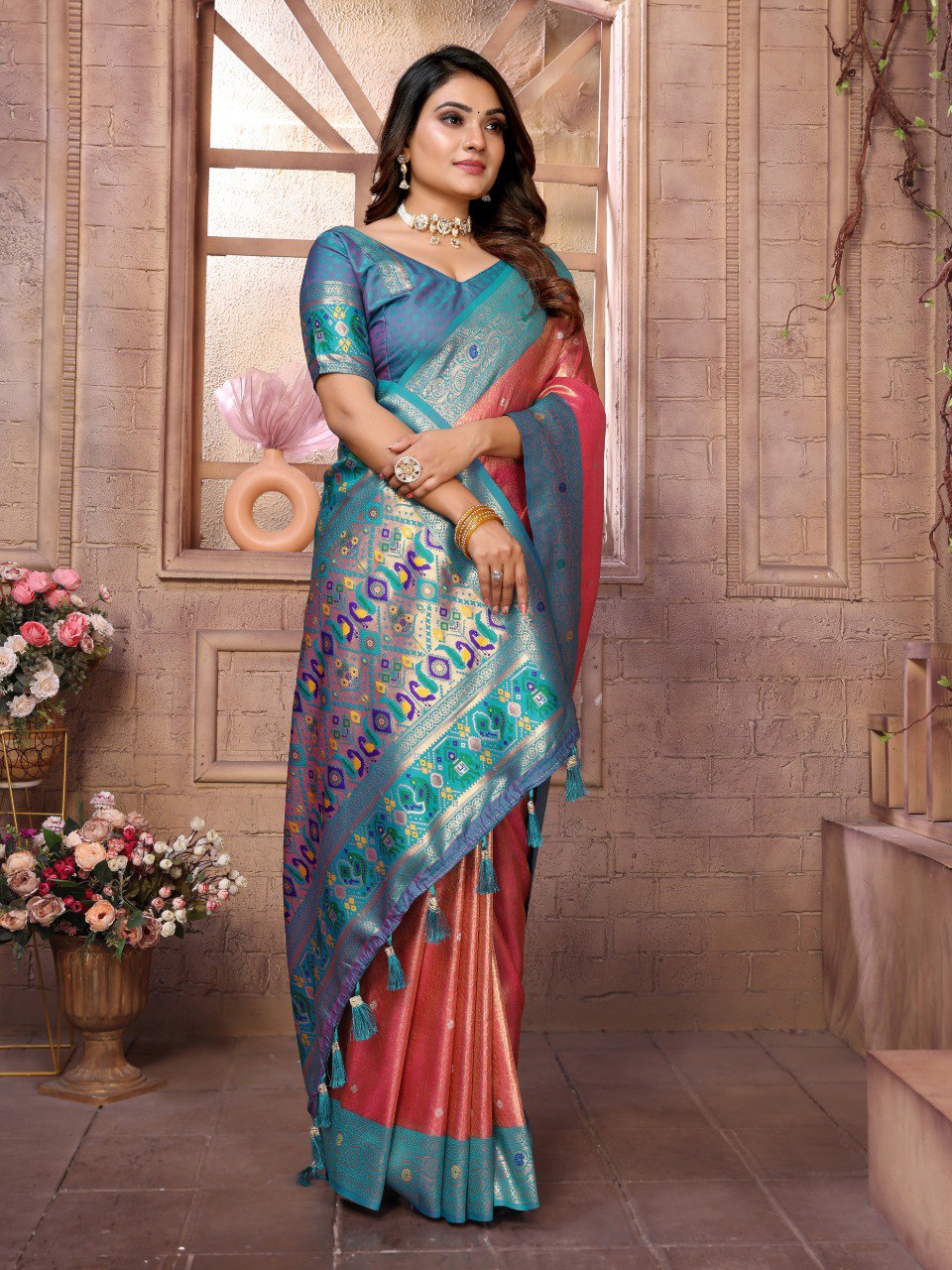 Graceful banarasi tissue silk light Pink Colour sarees