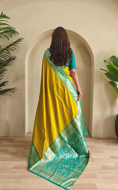 Casual Wear Mustard Color Paithani Silk Saree