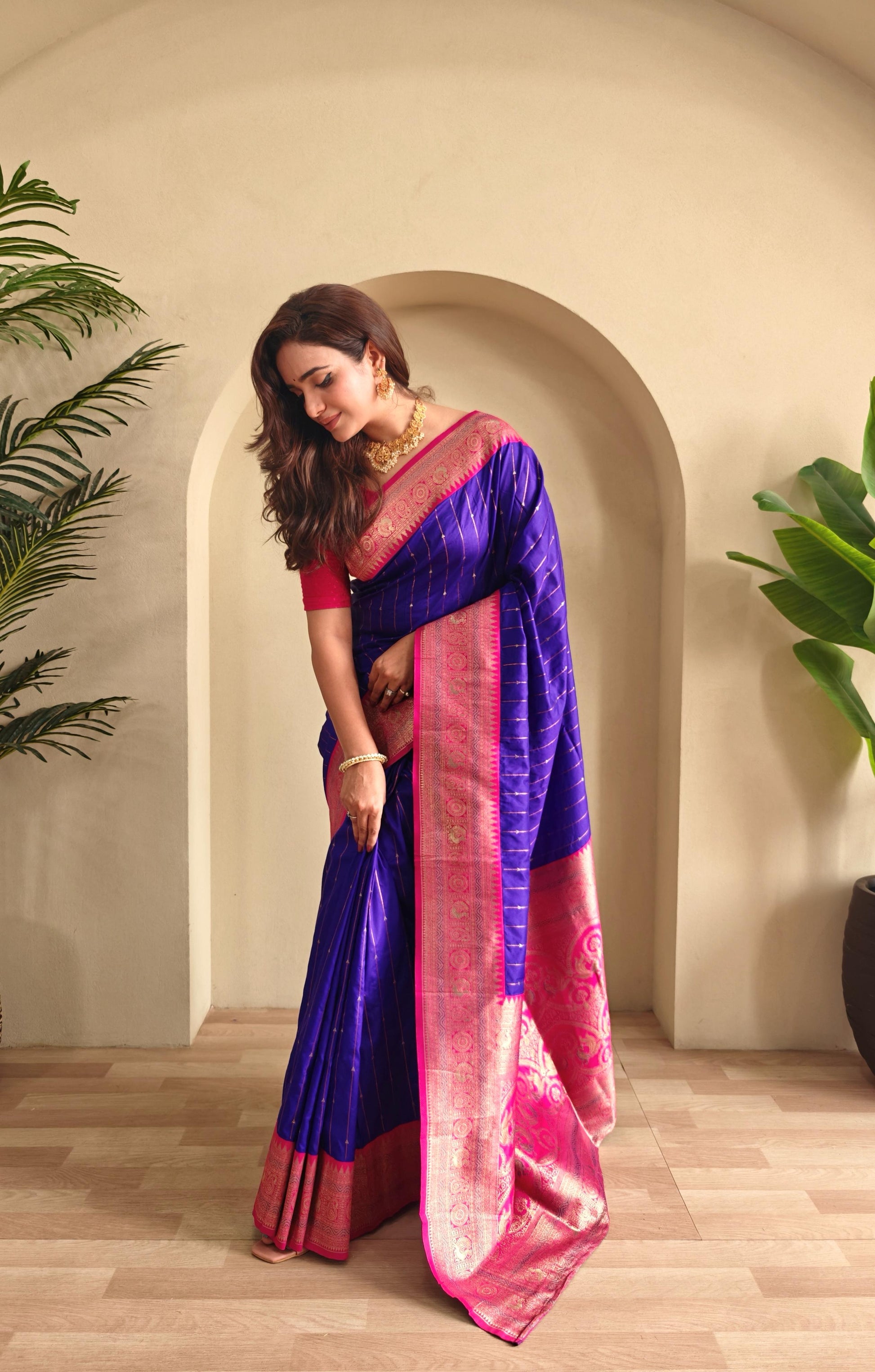 Casual Wear Navy Blue Color Paithani Silk Saree