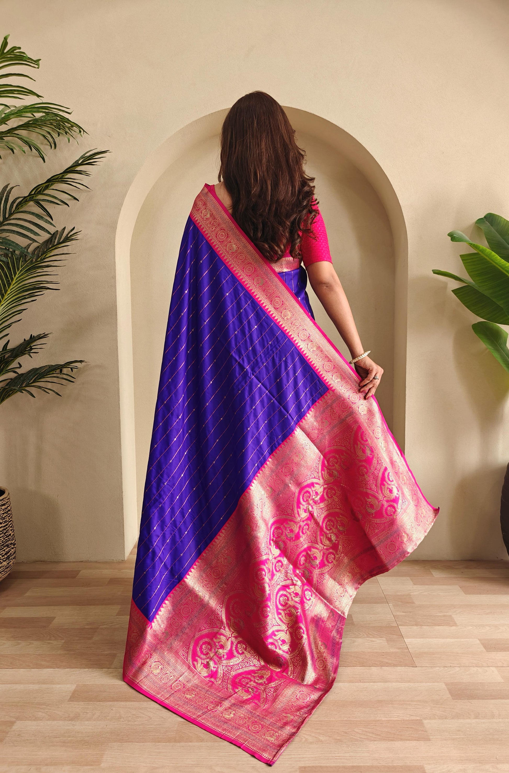 Casual Wear Navy Blue Color Paithani Silk Saree