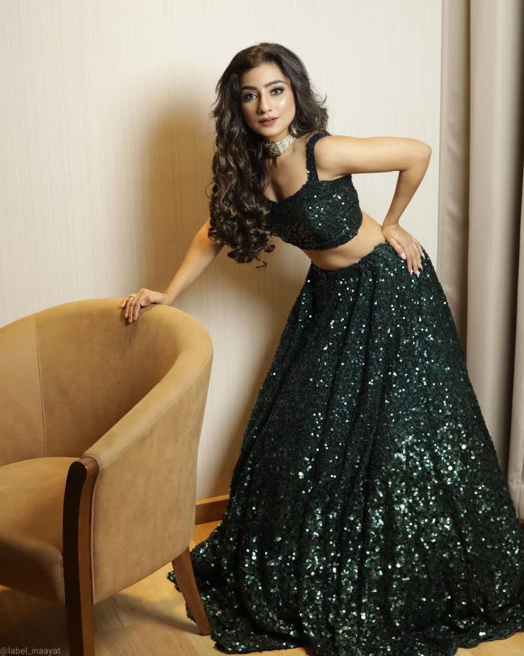 Innovative Dark Green Color Sequence Work Lehenga Choli