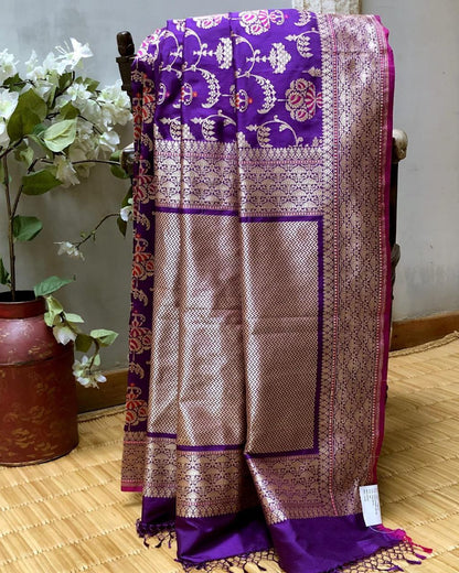 Stylish Purple Color Soft Lichi Silk Saree