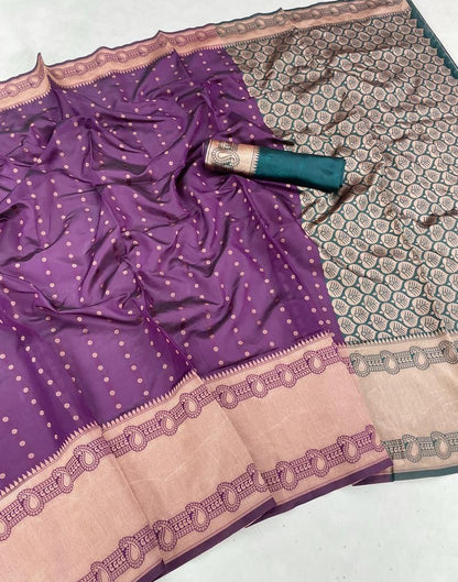 Innovative Purple Color Coper Jari Shine Saree