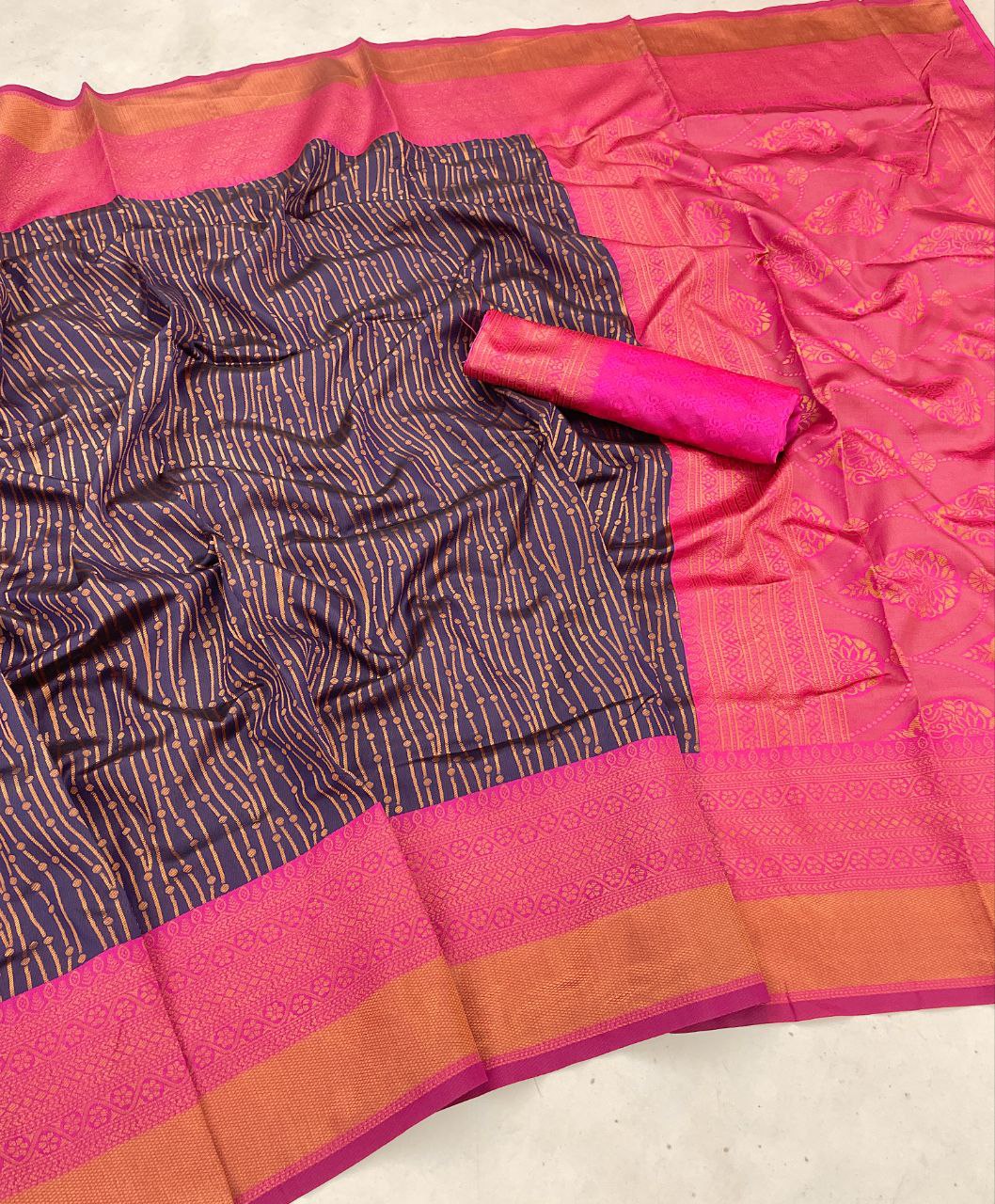 Gorgeous Jacquard Border Blue Color Soft Silk Saree
