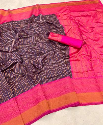 Gorgeous Jacquard Border Blue Color Soft Silk Saree
