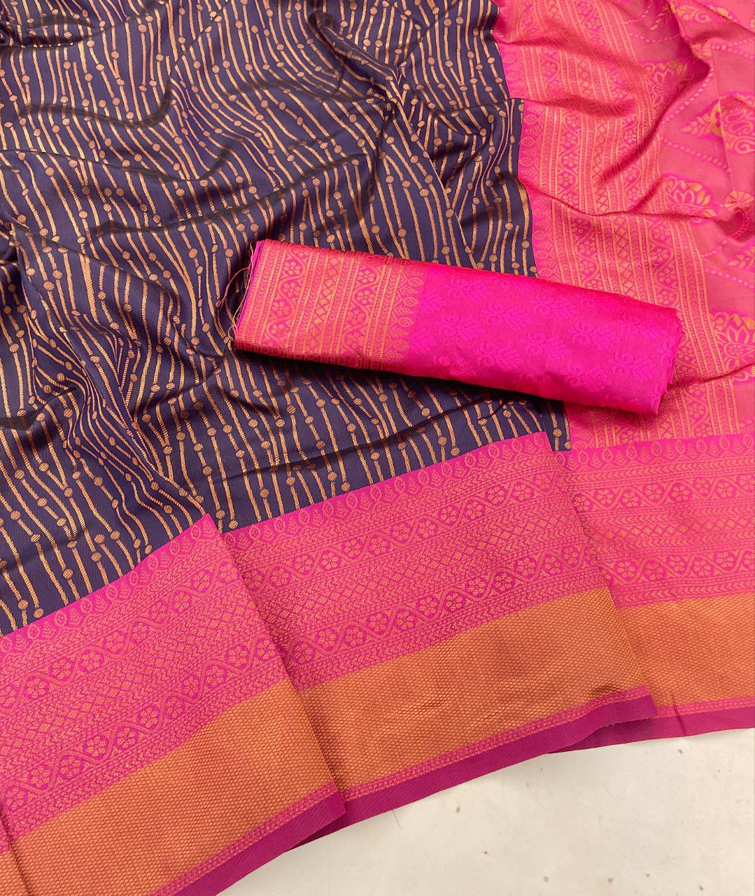 Gorgeous Jacquard Border Blue Color Soft Silk Saree