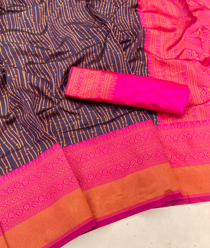 Gorgeous Jacquard Border Blue Color Soft Silk Saree