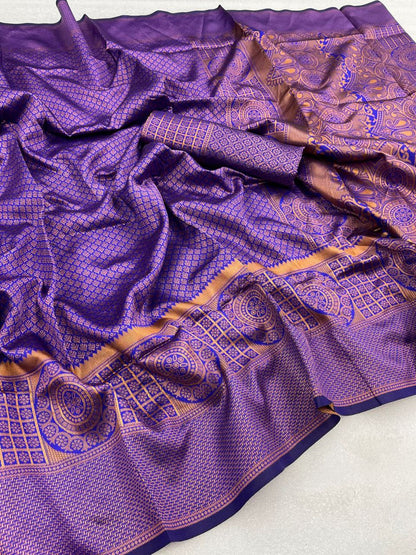 Outstanding Purple Color Shine Jacquard Saree