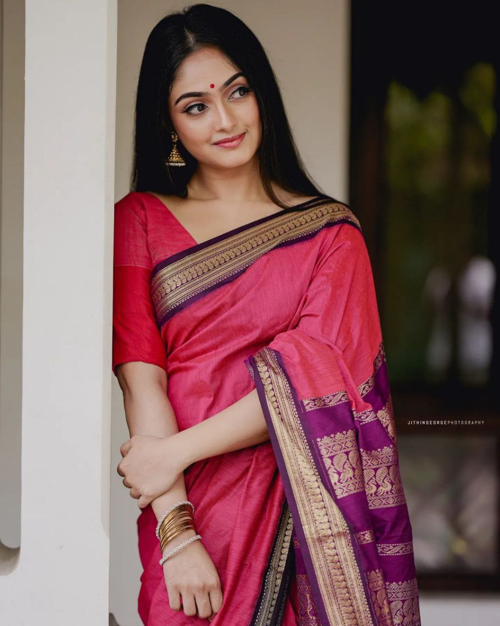 Designer Pink Color Golden Jari Soft Silk Saree