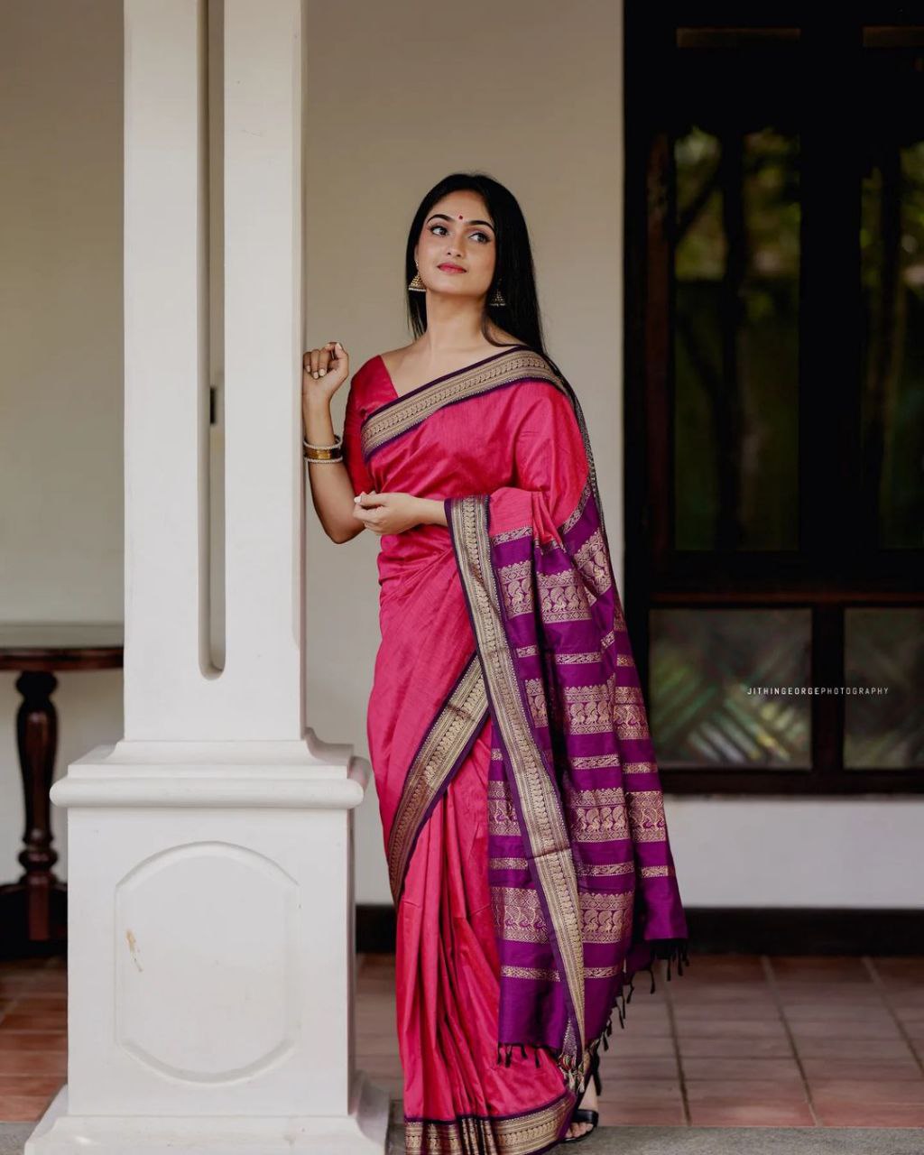 Designer Pink Color Golden Jari Soft Silk Saree