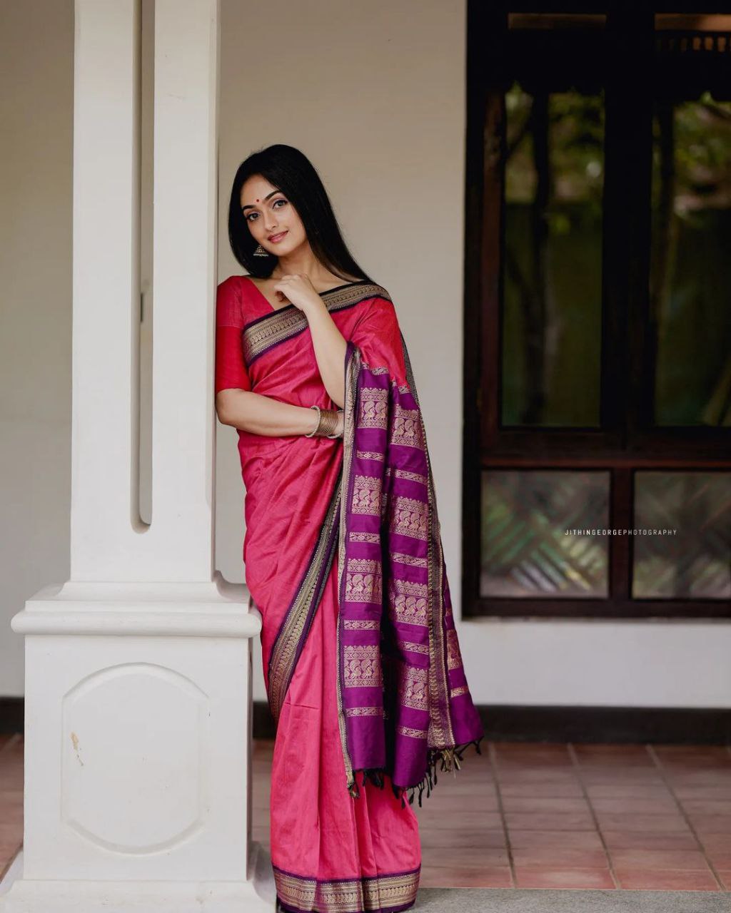 Designer Pink Color Golden Jari Soft Silk Saree