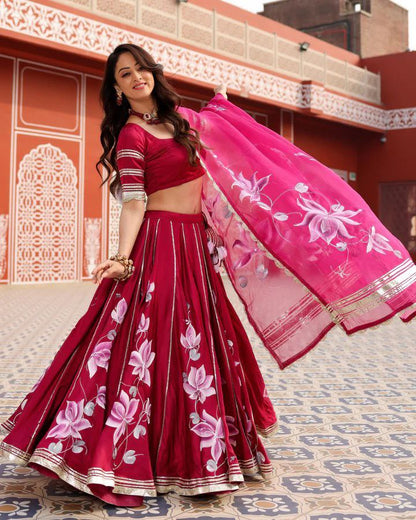 Marvelous Gotta Patti Work Pink Color Lehenga Choli