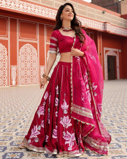 Marvelous Gotta Patti Work Pink Color Lehenga Choli