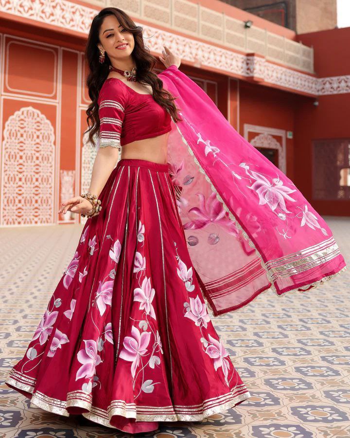 Marvelous Gotta Patti Work Pink Color Lehenga Choli