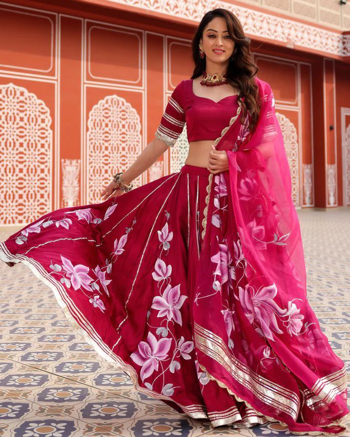 Marvelous Gotta Patti Work Pink Color Lehenga Choli