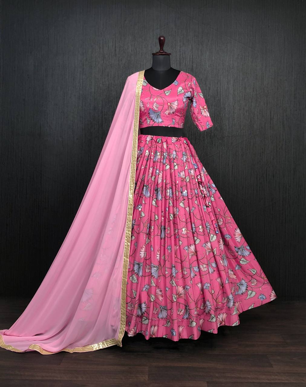 Digital Print Pink Color Position Work Lehenga Choli