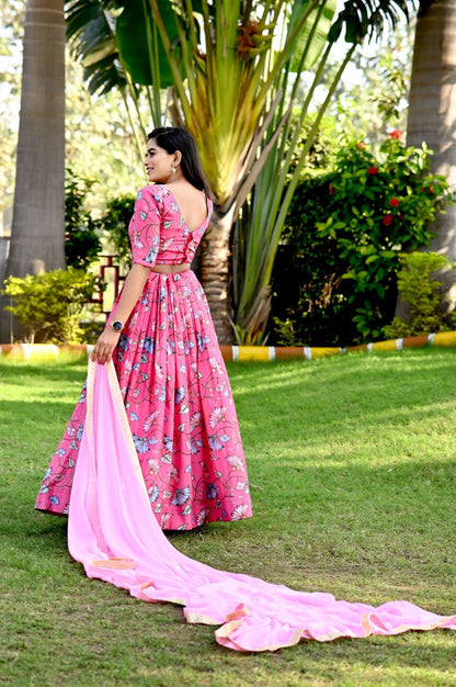 Digital Print Pink Color Position Work Lehenga Choli