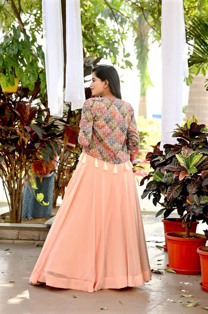 Good Looking Peach Color Lehenga Choli With Koti