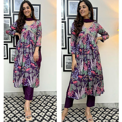 Naira Cut Multi Color Handwork Kurti Pair