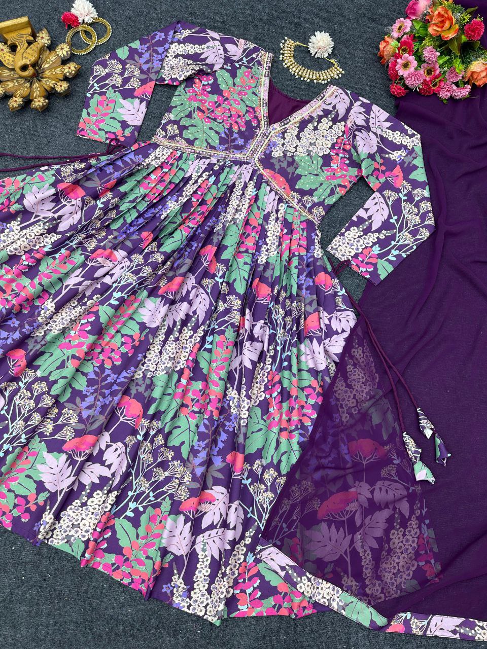 Fashionable Multi Color Handwork Kurti Set