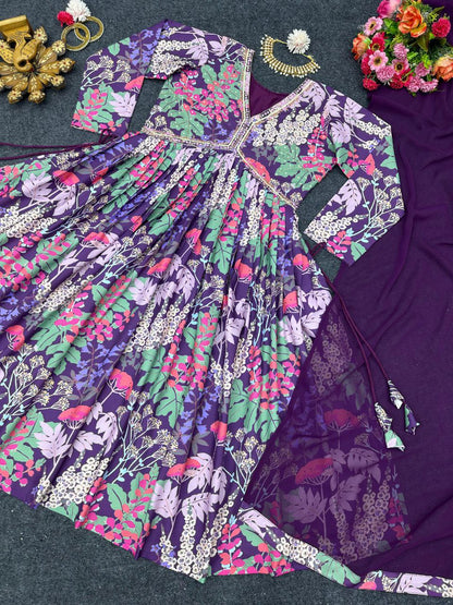 Fashionable Multi Color Handwork Kurti Set