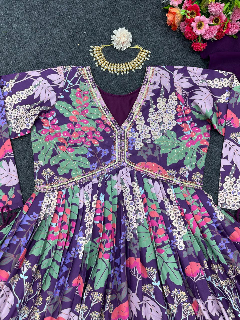 Fashionable Multi Color Handwork Kurti Set