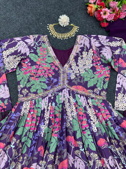 Fashionable Multi Color Handwork Kurti Set