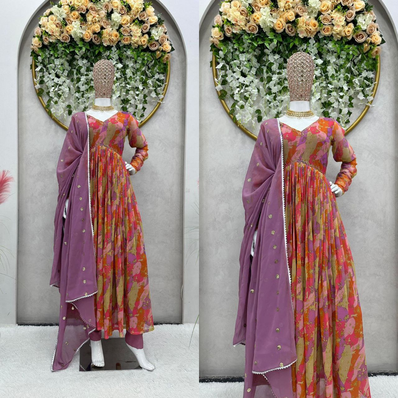 Hand Work With Digital Printed Dusty Pink Aaliya Cut Kurti