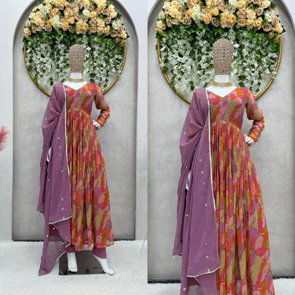 Hand Work With Digital Printed Dusty Pink Aaliya Cut Kurti