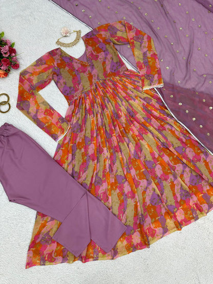 Hand Work With Digital Printed Dusty Pink Aaliya Cut Kurti