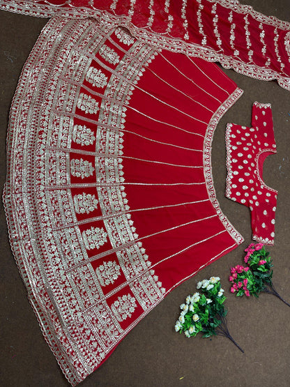 Bridal Wear Coding Sequence Work Red Lehenga Choli
