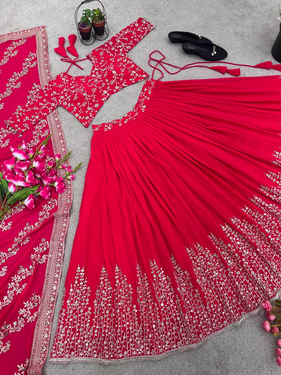 Engagement Wear Pink Color Beautiful Lehenga Choli