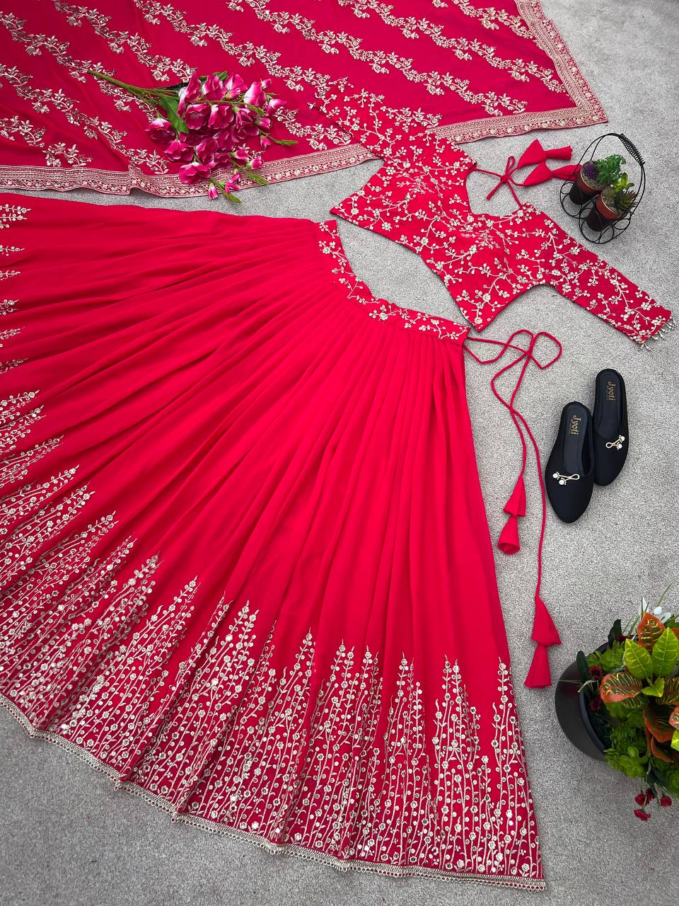 Engagement Wear Pink Color Beautiful Lehenga Choli