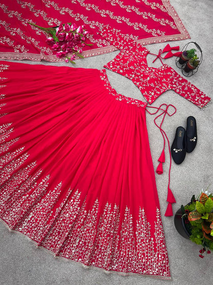 Engagement Wear Pink Color Beautiful Lehenga Choli