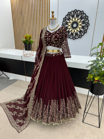 Engagement Wear Maroon Color Beautiful Lehenga Choli