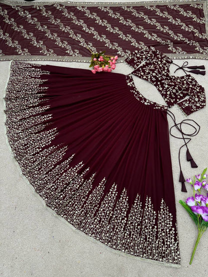 Engagement Wear Maroon Color Beautiful Lehenga Choli