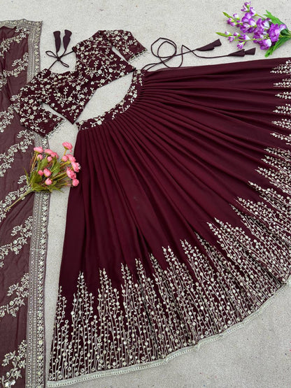 Engagement Wear Maroon Color Beautiful Lehenga Choli