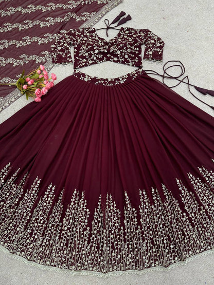Engagement Wear Maroon Color Beautiful Lehenga Choli
